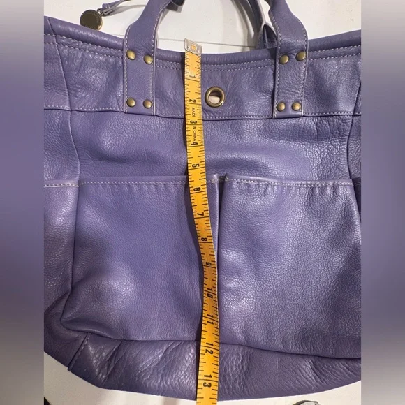 LEVENGER ST. TROPEZ DOUBLE POCKETS TWO WAY CROSSBODY BLUEish/  purple Tote EUC - Picture 10 of 14